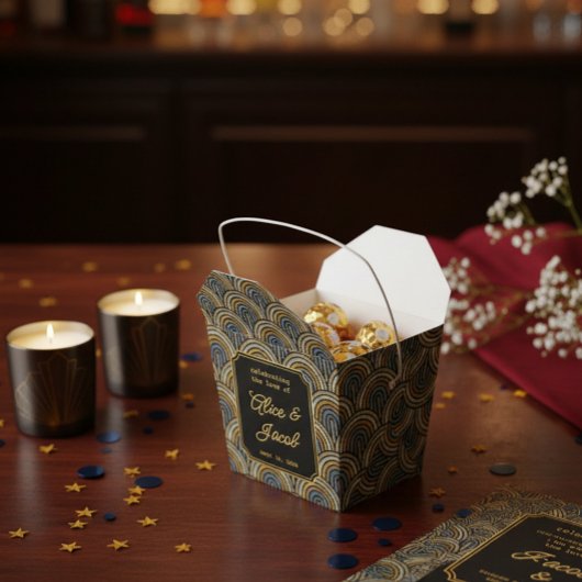 Art Deco Embroidered-Style Wedding Favor Box Geschenkschachtel