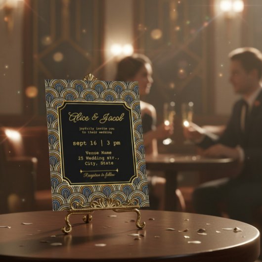 Art Deco Embroidered-Style Wedding Invitation Einladung