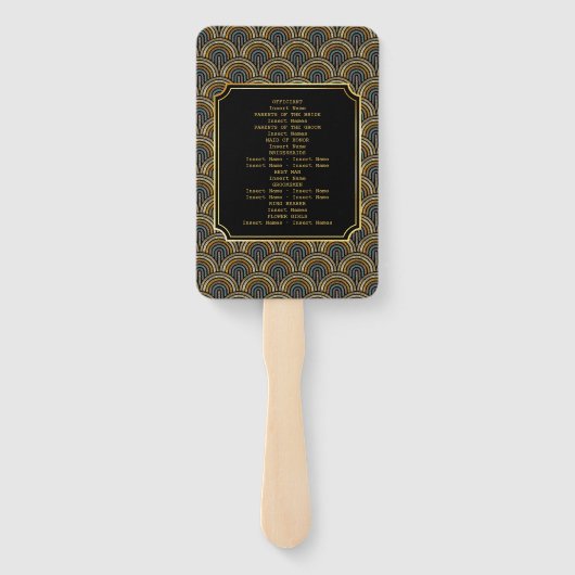 Art Deco Embroidered-Style Wedding Program Fächer (Rückseite)