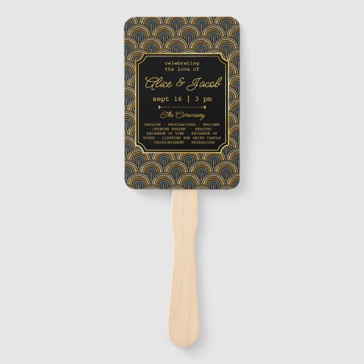 Art Deco Embroidered-Style Wedding Program Fächer (Vorderseite)