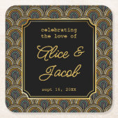 Art Deco Embroidered-Style Wedding  Rechteckiger Pappuntersetzer (Vorderseite)