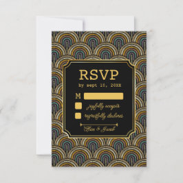 Art Deco Embroidered-Style Wedding RSVP Card