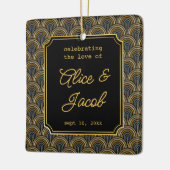 Art Deco Embroidered-Style Wedding Square  Keramikornament (Links)
