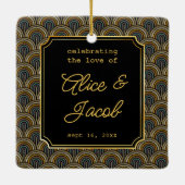 Art Deco Embroidered-Style Wedding Square  Keramikornament (Rückseite)