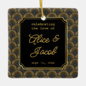 Art Deco Embroidered-Style Wedding Square  Keramikornament (Vorderseite)
