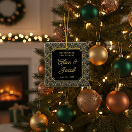 Art Deco Embroidered-Style Wedding Square  Keramikornament