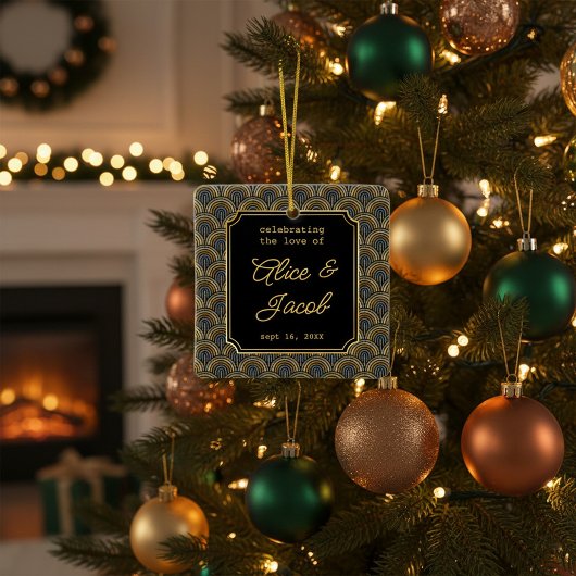 Art Deco Embroidered-Style Wedding Square  Keramikornament