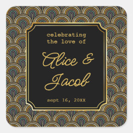 Art Deco Embroidered-Style Wedding Square Sticker
