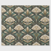 Art Deco Emerald Gilded Bloom Pattern Geschenkpapier (Flach)