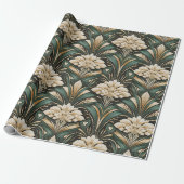 Art Deco Emerald Gilded Bloom Pattern Geschenkpapier (Ungerollt)