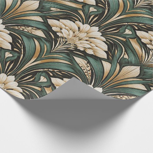 Art Deco Emerald Gilded Bloom Pattern Geschenkpapier (Ecke)