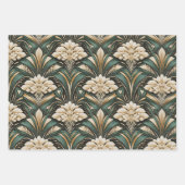 Art Deco Emerald Gilded Bloom Pattern Geschenkpapier Set (Vorderseite 3)