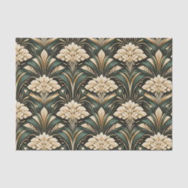 Art Deco Emerald Gilded Bloom Pattern Seidenpapier