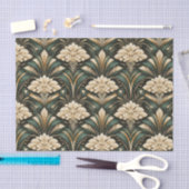 Art Deco Emerald Gilded Bloom Pattern Seidenpapier (Handwerk)