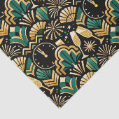 Art Deco Emerald Midnight New Year Pattern Seidenpapier (Ausschnitt)