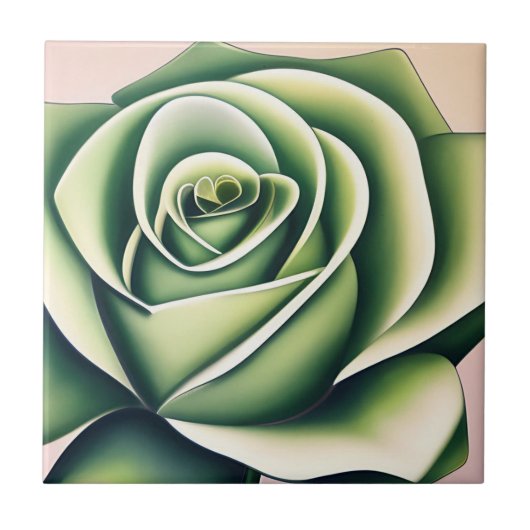 Art Deco Emerald Rose Tile Fliese (Vorderseite)