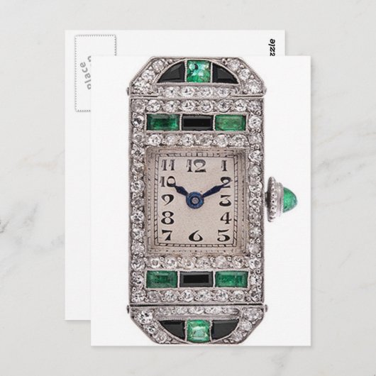 Art Deco Emeralds and Diamonds Watch Postcard Postkarte (Vorne/Hinten)