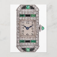 Art Deco Emeralds and Diamonds Watch Postcard