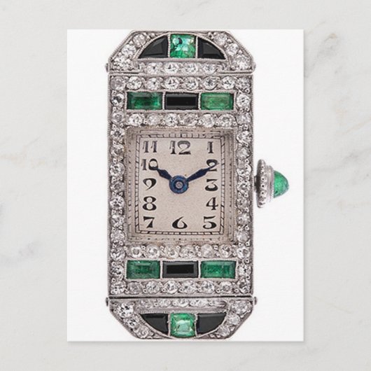 Art Deco Emeralds and Diamonds Watch Postcard Postkarte (Vorderseite)