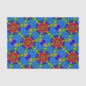 Art Deco Enamel Red Blume auf Blue Cloisonne Style Seidenpapier (Vorderseite)