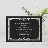 Art-Deco-Engagement-Partei der 1920er Jahre Einlad Einladung (Stehend Vorderseite)