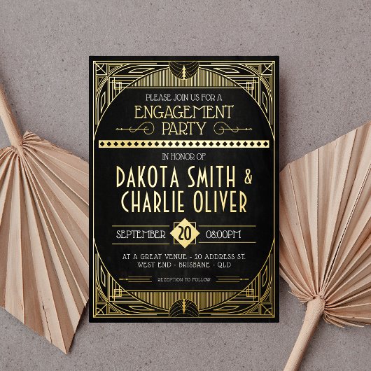 Art Deco Engagement Party Einladung