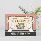 Art Deco Engagement Party Shower Einladungen HZ (Stehend Vorderseite)