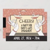 Art Deco Engagement Party Shower Einladungen HZ (Vorne/Hinten)