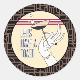 Art Deco Engagement Party Shower Einladungen Runder Aufkleber