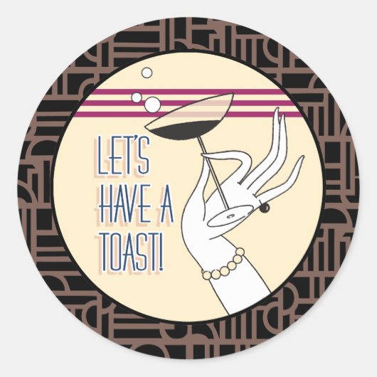 Art Deco Engagement Party Shower Einladungen Runder Aufkleber (Vorderseite)