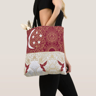 Art Deco-Erbeflagge | Singapur Benutzerdefinierter Tasche
