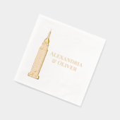 Art Deco ESB NYC Skyline Wedding Couple Servietten Mit Folie (Links)