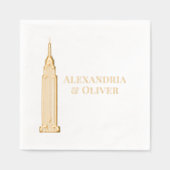 Art Deco ESB NYC Skyline Wedding Couple Servietten Mit Folie (Vorderseite)