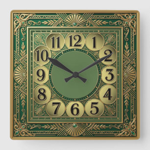 Art Deco Extra Quadratische Wanduhr