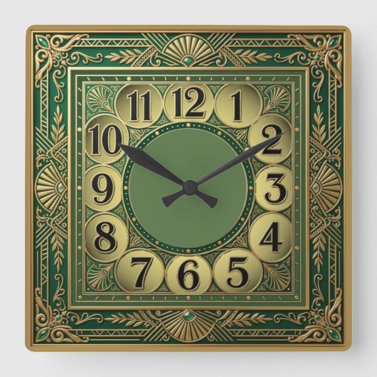 Art Deco Extra Quadratische Wanduhr (Vorderseite)
