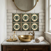 Art Deco Eye Anatomical Green Blue Gold  Fliese