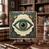 Art Deco Eye Anatomical Green Blue Gold  Fliese
