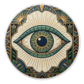 Art Deco Eye Anatomical Green Blue Gold  Keramikknauf (Vorderseite)
