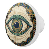 Art Deco Eye Anatomical Green Blue Gold  Keramikknauf (Rechts)