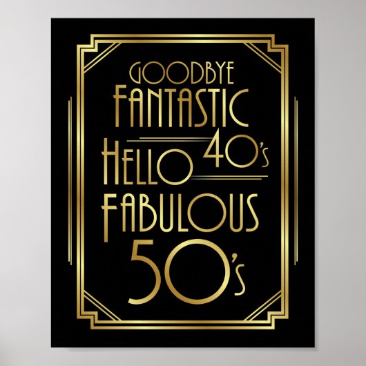 Art Deco FABULOUS 50. BIRTHDAY Sign Print Poster (Vorne)
