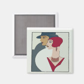 Art Deco Faces, Text hinzufügen Magnet (Vorderseite/Rückseite)