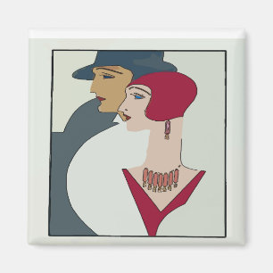 Art Deco Faces, Text hinzufügen Magnet