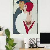 Art Deco Faces, Text hinzufügen Poster (Heimbüro)