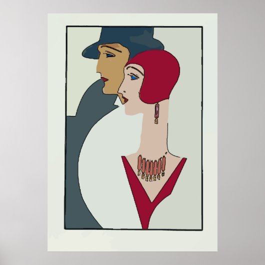 Art Deco Faces, Text hinzufügen Poster (Vorne)