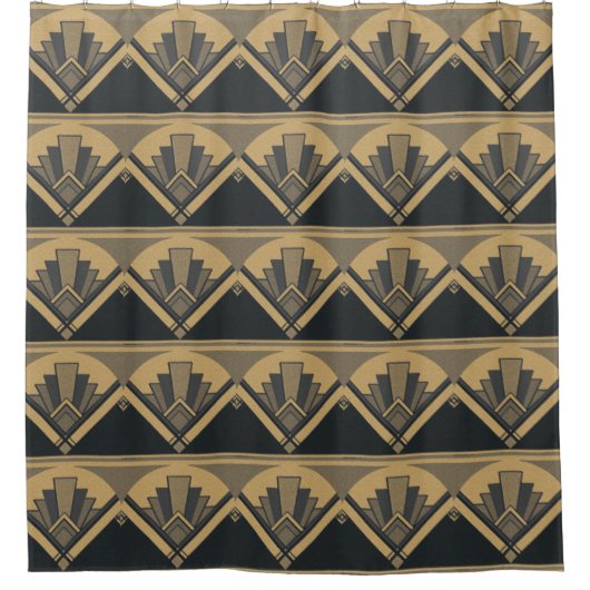 Art Deco Fächer Duschvorhang (Vorderseite)