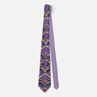 Art Deco Fächer-Motiv Lila, Navy & Gold Eleganz Krawatte