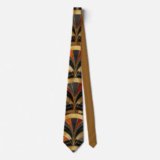 Art Deco Fächer-Motiv Schwarz, Gold & Tiefrot Krawatte