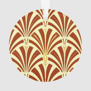 Art Deco Fächer-Muster - Kupfer auf Gelb Ornament