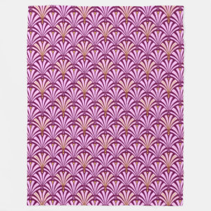 Art Deco Fächer-Muster - Orchidee und Lila Fleecedecke