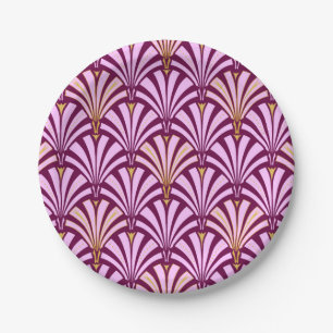 Art Deco Fächer-Muster - Orchidee und Lila Pappteller